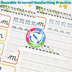 8 Pack Grooved Cursive Handwriting Workbook Learning Grooved Cursive Reusable…