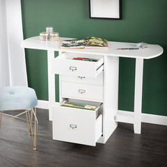 Convertible Fold-Out Organizer Craft Desk – Stylish White Design