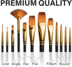 Professional Artist Paint Brush Set of 12 – Painting Brushes Kit for Kids, Ad…