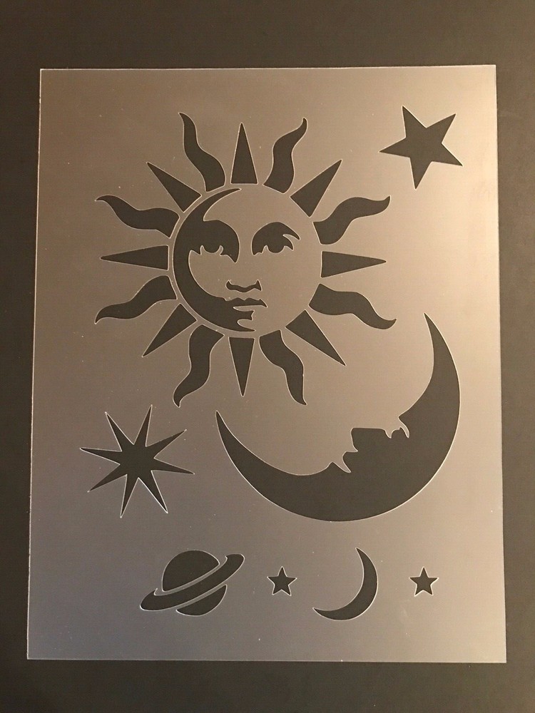 Sun Moon Stars Stencil 10mm or 7mm Thick, Solar System, Planets, Stars