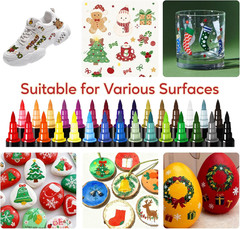 30 Colors Acrylic Paint Markers, Dual Tip Fine and Brush Tips for Detailed Art