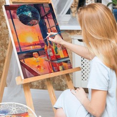 Framed Paint by Numbers Vintage Cocktail Kit for Adults, Adults’ Paint-by-Num…