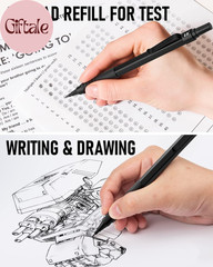 Black Art Mechanical Pencil Set, 5PCS Metal Drafting Pencils 0.3, 0.5, 0.7, 0.9