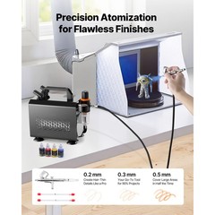Uimoso Airbrush Set with Compressor, 1/6 HP, Includes Airbrush and 3 Nozzles