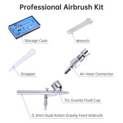 Salon Makeup Airbrush Tool 0.3mm Dual Action Nail Art Makeup Tattoo Spray Gun