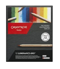 Caran d’Ache Luminance 6901 Professional Colour Pencils Box of 12 Assorted Co…