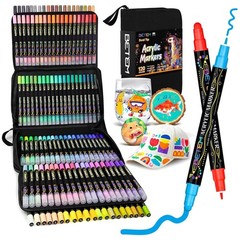 120 Colors Dual Tip Acrylic Paint Markers Set