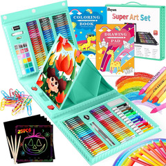 Art Supplies for Adult, Art Set Case with Trifold Easel, Scratch Paper, Sketch P