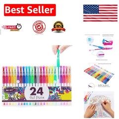24-Color Glitter Gel Pens Set – Non-Toxic Fine Tip Markers for Adult Art