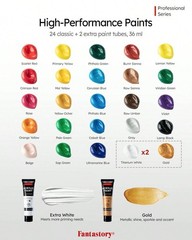 Vibrant 24 Color Acrylic Paint Set Professional High Pigment Artist Art Supplies
