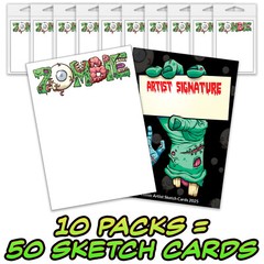 🧟 50 Zombie Artist Sketch Blank Trading Cards 2.5″x 3.5″ – 32pt – Zombify Art