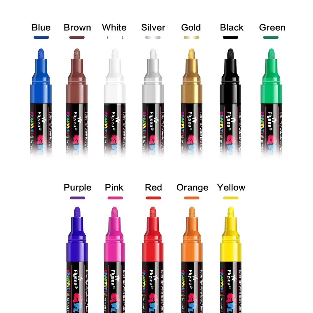 12/18/24Pcs/Set Acrylic Graffiti Marker for Fabric, Canvas, Rock, Glass, Wood