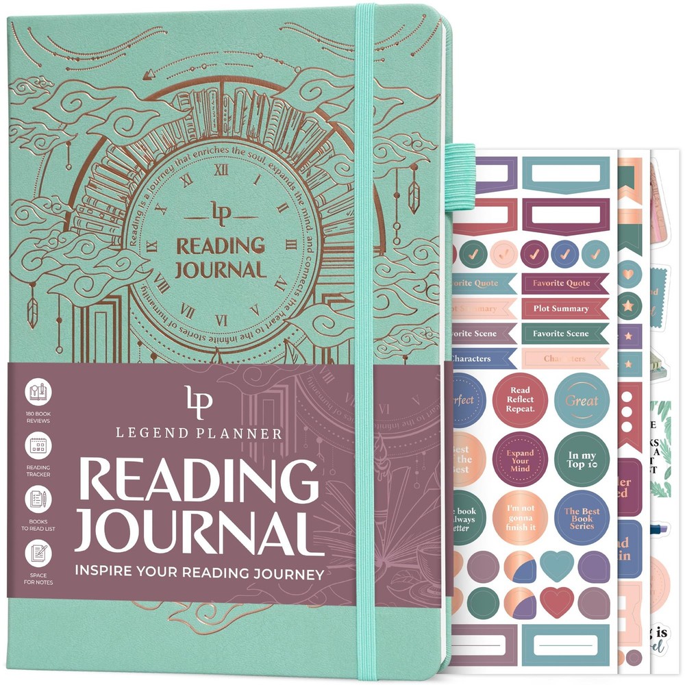 Mint Cream Legend Reading Journal Book Log Tracker 180 Reviews Adult Kid