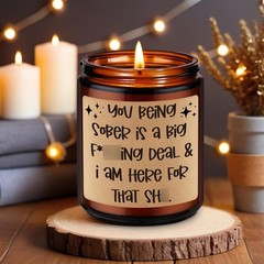 Fairy’s Gift Candle, Sobriety Gifts for Women Men, 1 Year Brown-Lavender