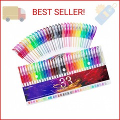 TANMIT Glitter Gel Pens, 33 Colors Neon Glitter Pens Set Gel Art Markers with 40