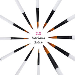 Acrylic Paint Brushes Set, 12Pcs Professional Round-Pointed Tip Artist Paintbrus