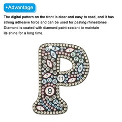 Diamond Art Keychains, 1 PCS Diamond Art Painting Letters Keychains, P