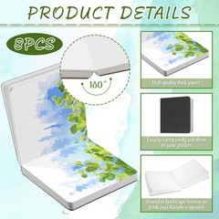 8 PCS Mini Watercolor Journal 3.9×3.9 Inch 240 Sheets Multicolor Art Book