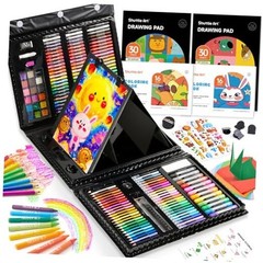 335 Piece Kids Art Set, Multi-Media Art Supplies, Gift Art Kit Black-335 Piece