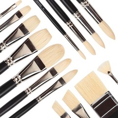 15PCS Natural Hog Bristle Paint Brush Set – Long Handled Professional Brushes fo