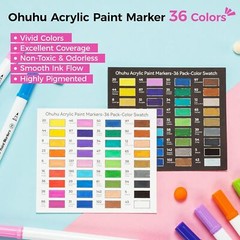 Ohuhu Acrylic Paint Markers Cotton-core 36 Colors Dual Tips Waterproof Lightfast