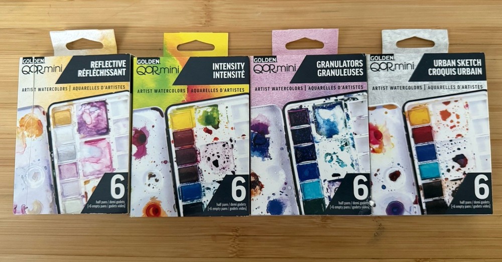 Golden • QoR Mini Artist Watercolor Set Multicolor 6 Half Pans – All 4 Sets NEW