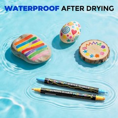 60 Colors Dual Tip Acrylic Paint Markers – Water-Based Art Supplies for Fabric,