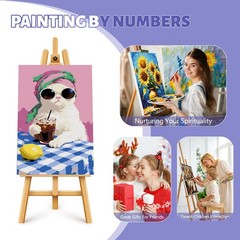 Framed Paint by Numbers Kit for Adults Beginner & Kids Ages 812, Funny Cat Pa…