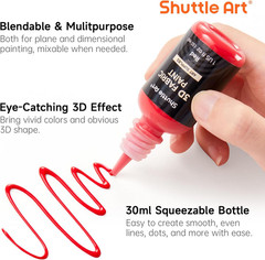 Fabric Paint, 24 Colors 3D Permanent Paint with Brushes Palette Pen Fabric Sheet