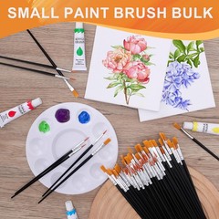 160 PCS Small Paint Brushes Bulk Black Nylon Hair Flat Tip Round Kids Set