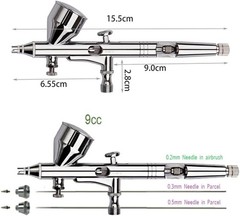Airbrush Kit with Different Nozzle and Needles Muti-Purpose Dual Action Airbr…