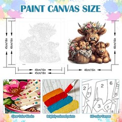 Highland Cow Flower Paint By Numbers DIY Wall Art Decoration Gift Kit