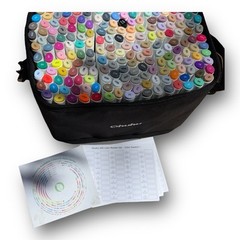 Ohuhu 200 Alcohol Markers Chisel Fine Dual Tip Carry Case + 1 Blender