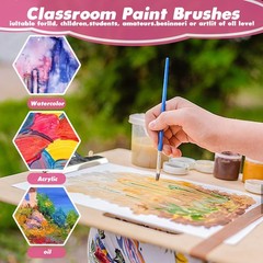 Small Paint Brushes Bulk, 110 Pcs Flat Tip Round Acrylic Paint Brushes for Ki…