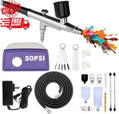 50 PSI Airbrush Kit with Air Compressor, High Pressure Airbrush Kit Non-Clogg…