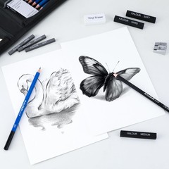 113 PCS Professional Drawing Sketching Kit Sketchbook Pencils Mannequin Case
