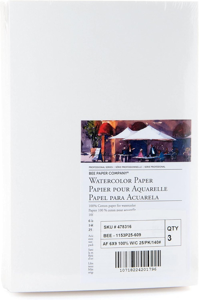Bee Paper 6″ X 9″ Watercolor Paper Pack, 140Lb, 50 Sheets