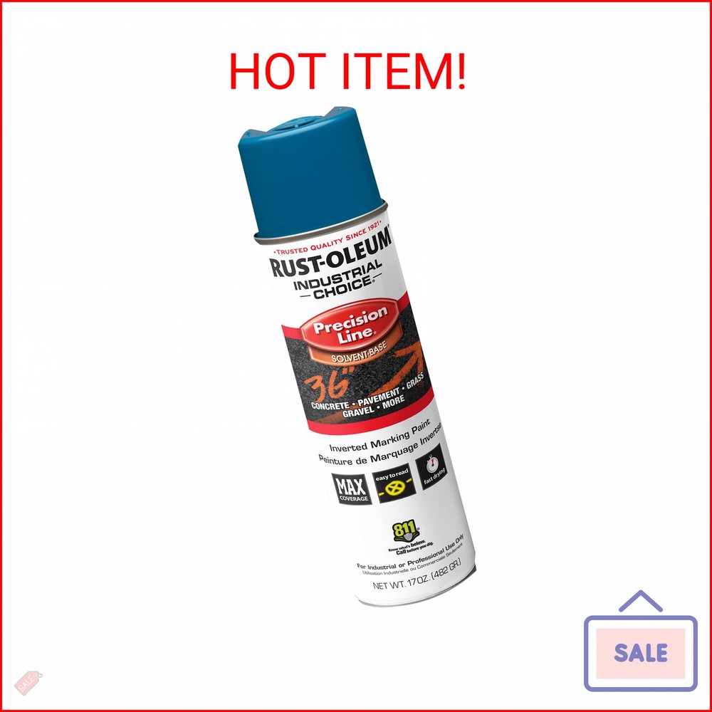 Rust-Oleum 203022 Precision-Line 17 oz Inverted Marking Spray Paint, Caution Blu