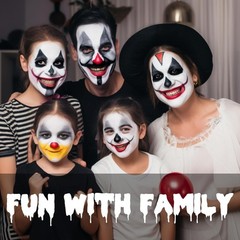 White Black Red Joker Clown Face Body Paint with Black+White+Red+3Pcs Brushes