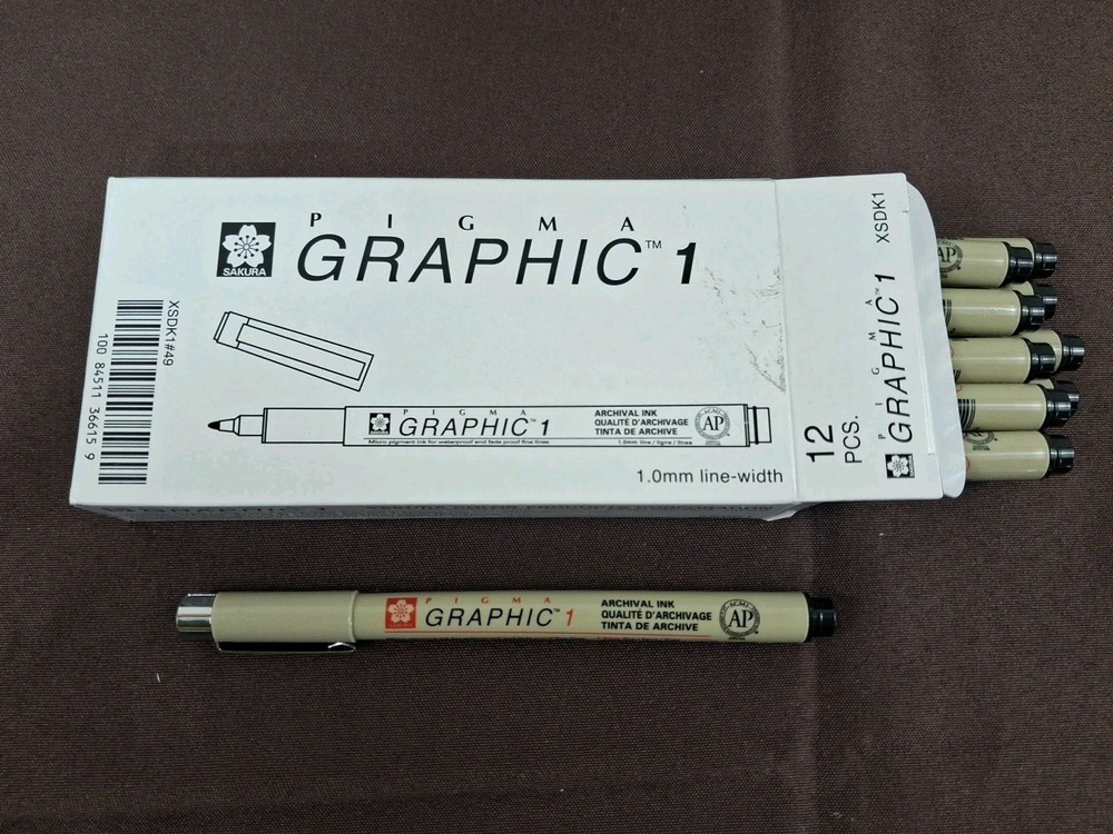 Sakura Pigma Graphic 1 Marking Pen Black Archival Ink for Art Illustration Japan