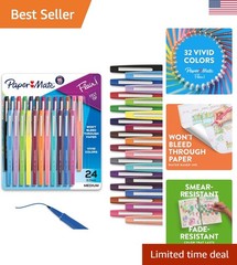 Flair Felt Tip Pens 24 Count, Medium Point, Vibrant Colors for Creative Writing