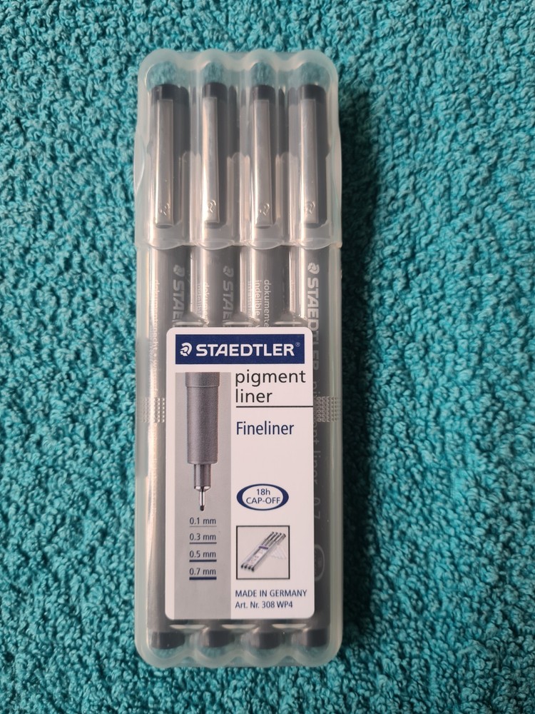 Staedtler Pigment Liner, Fineliner, pack of 4, 0.1/0.3/0.5/0.7mm, 308 WP4
