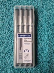 Staedtler Pigment Liner, Fineliner, pack of 4, 0.1/0.3/0.5/0.7mm, 308 WP4