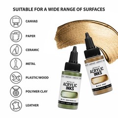 Metallic Acrylic Ink Paint Set Artist Painting Craft Supply 30 ml 4 PCS
