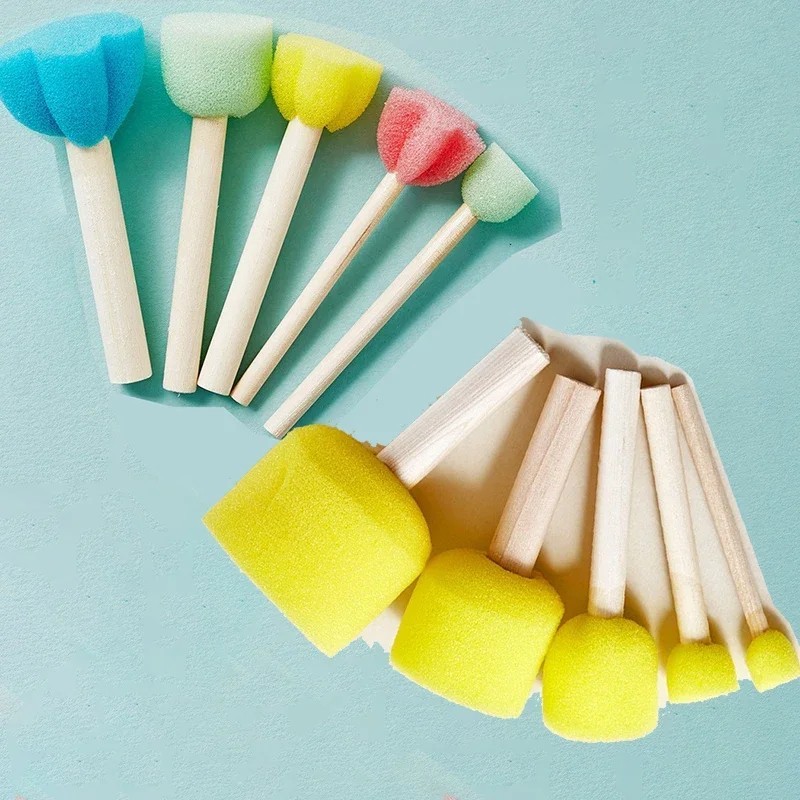 10pcs Mushroom Sponge Paint Brush Set Kids DIY Art Painting Tools – NEW
