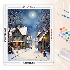 Winter Village Paint by Numbers Kit for Adults 16×20 inches, 16X20IN No Frame