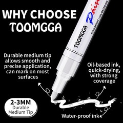 Durable White Paint Markers – Permanent Oil-Based, Quick Dry, Waterproof, 2 Pack