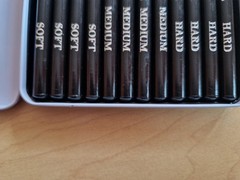 Brunel Franklin Charcoal pencils Set of 12 New Sealed 4 hard 4 soft 4 medium.Tin