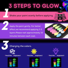 ABEIER Glow in the Dark Acrylic Paint – 10 Bright Colors (60Ml/2Oz) Long Lasting