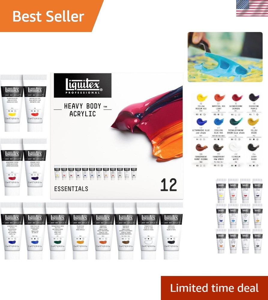 Durable Heavy Body Acrylic Essentials Set – 12 x 22ml for Creative Masterpieces